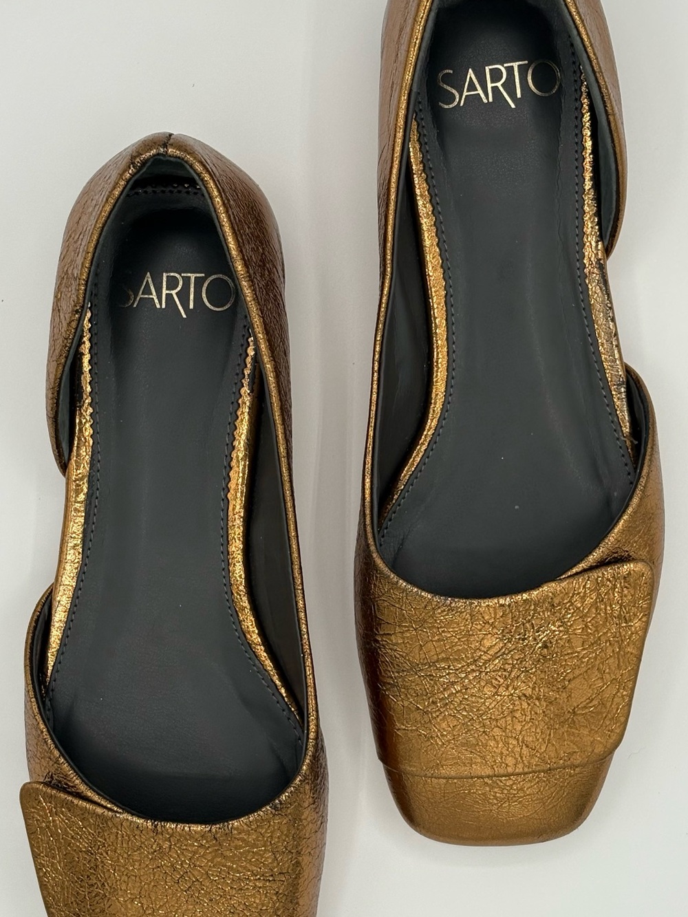 Franco Sarto Metallic Bronze Square-Toe Flats A-TRACY Sz 7